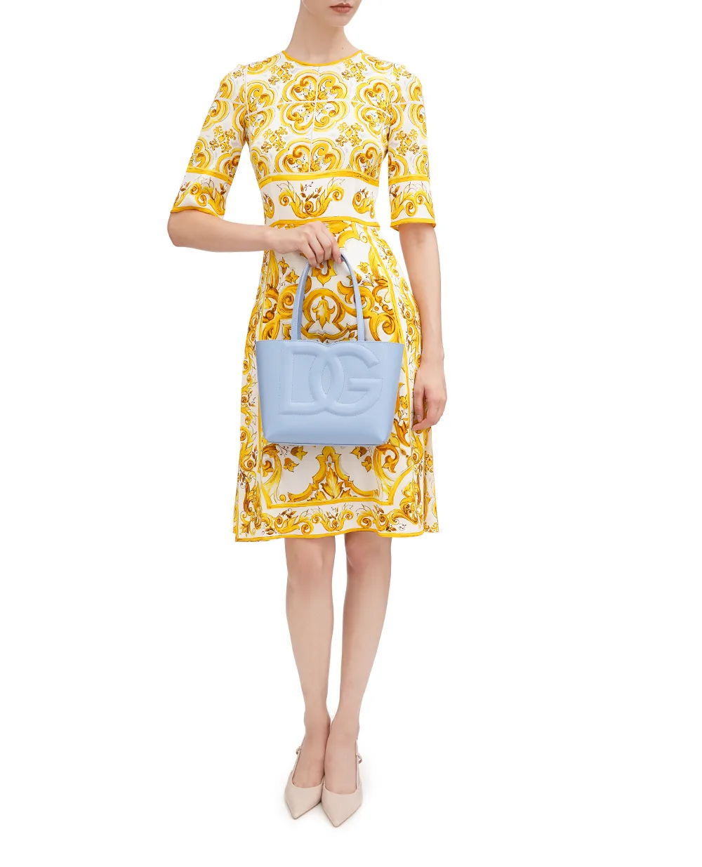 Кожаная сумка DG Logo Small Dolce&Gabbana BB7337-AW576, голубой цвет • Купить в интернет-магазине Kameron