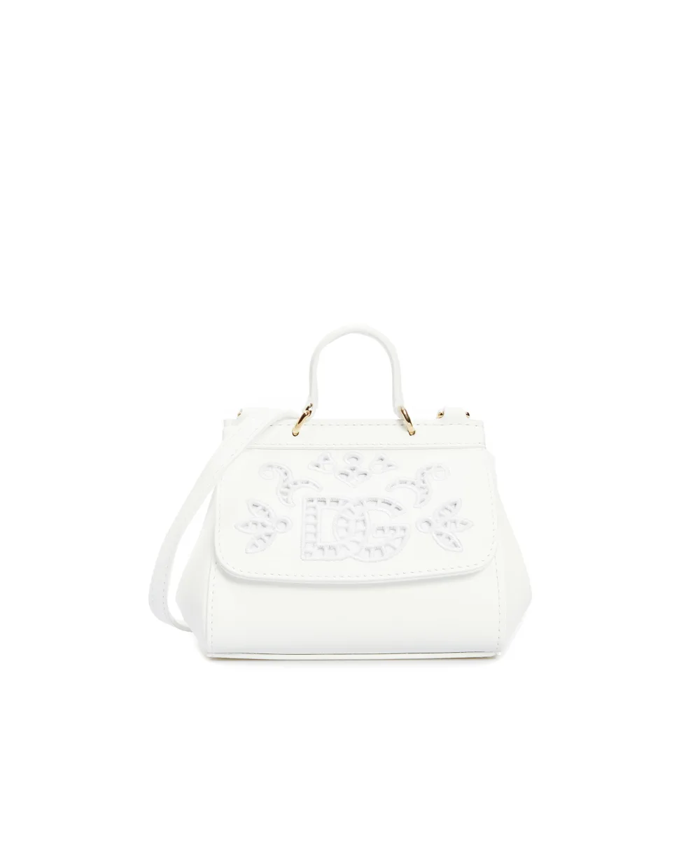 Кожаная сумка Sicily Dolce&Gabbana Kids EB0003-AY327, белый цвет • Купить в интернет-магазине Kameron