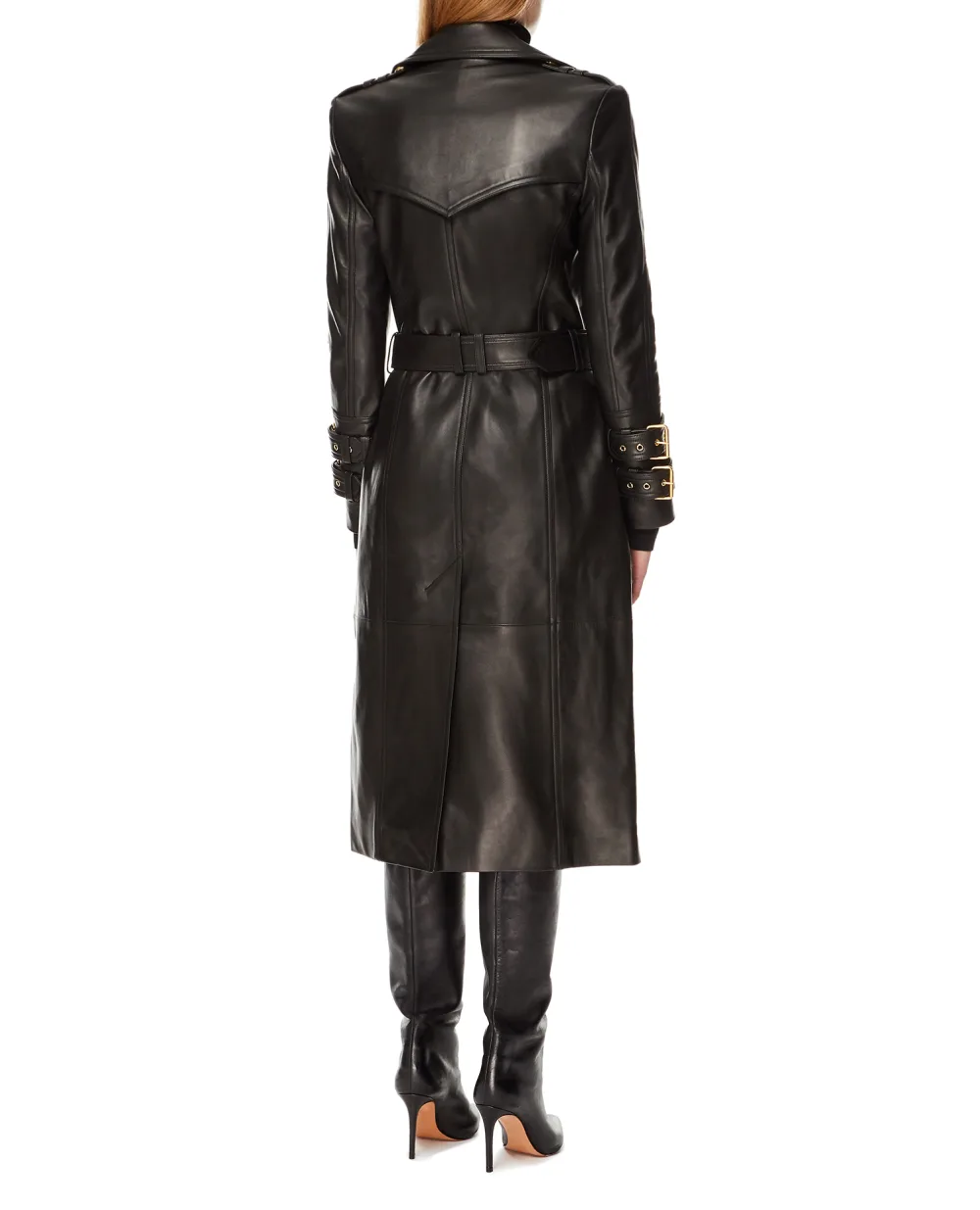 Кожаный тренч Balmain YF1TL040LB64, черный цвет • Купить в интернет-магазине Kameron