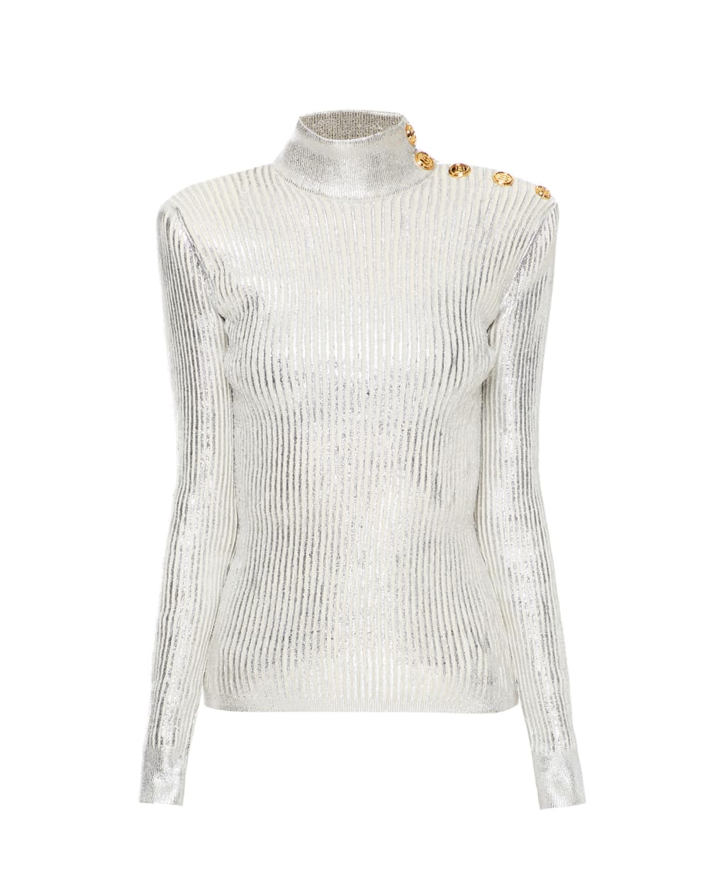 Шерстяной гольф Balmain WF0KF005K314, серебряный цвет • Купить в интернет-магазине Kameron
