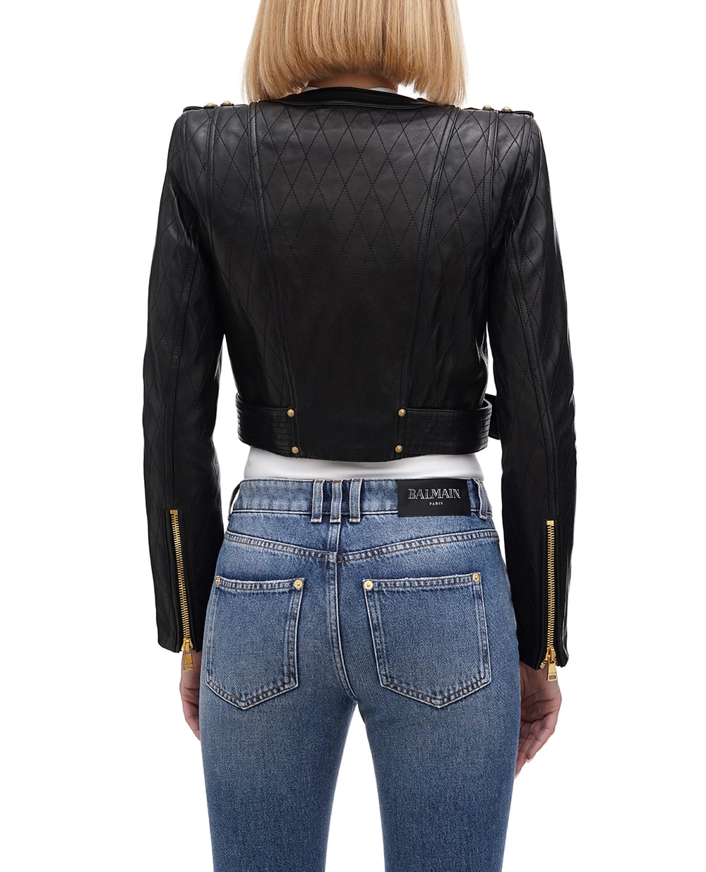 Кожаная косуха Balmain CF0TD210LD01, черный цвет • Купить в интернет-магазине Kameron