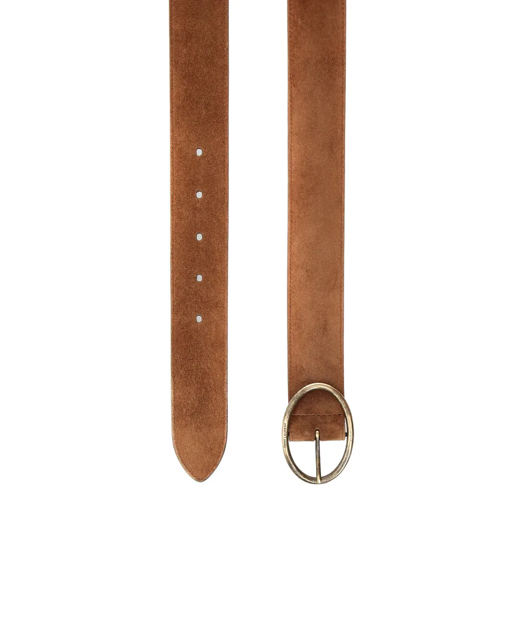 Замшевый ремень Oval Buckle Saint Laurent 569817-0IS0T, коричневый цвет • Купить в интернет-магазине Kameron