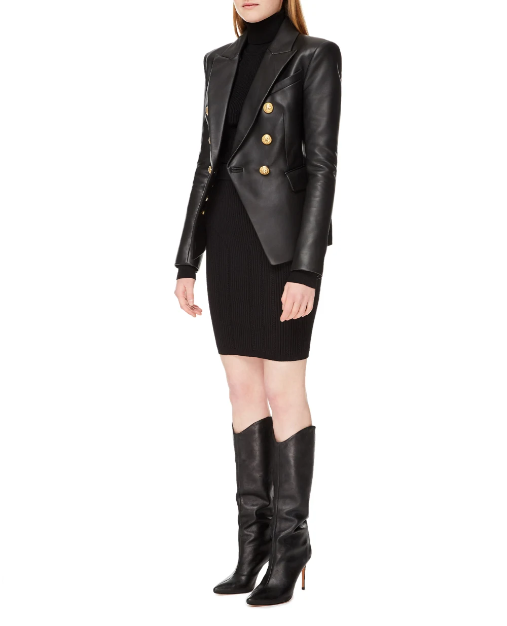 Кожаный жакет Balmain YF1SG000LB24, черный цвет • Купить в интернет-магазине Kameron