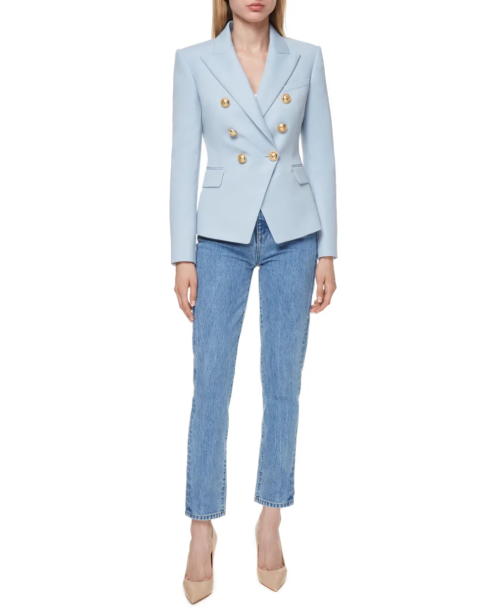 Шерстяной жакет Balmain WF1SG000167L, голубой цвет • Купить в интернет-магазине Kameron
