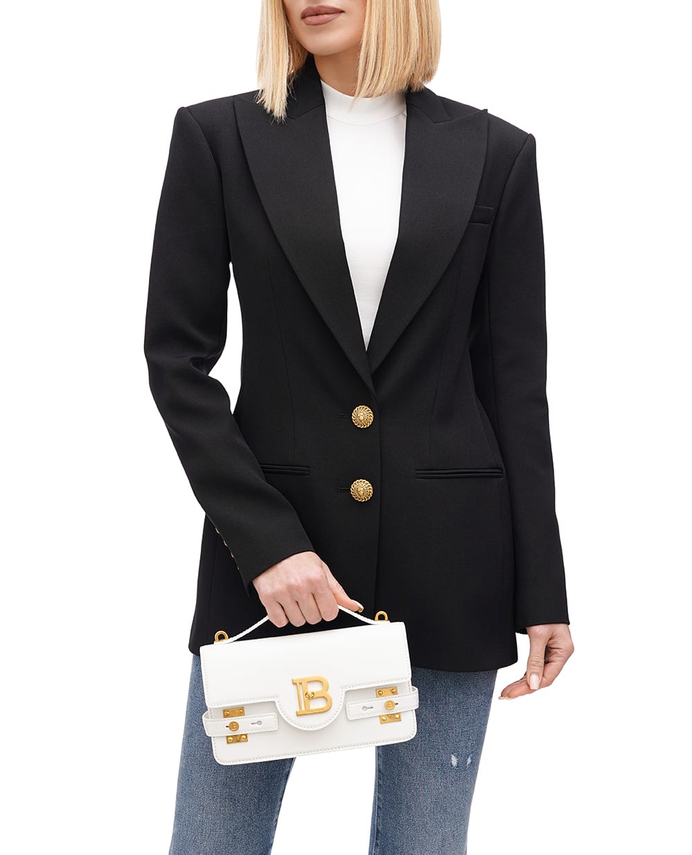 Кожаная сумка B-Buzz Shoulder 24 Balmain CN0DA828LSLX, белый цвет • Купить в интернет-магазине Kameron