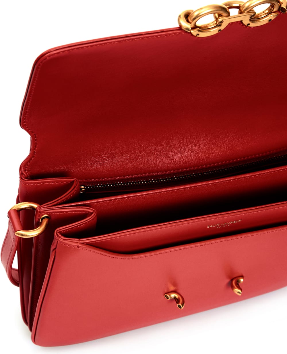 Кожаная сумка Le Maillon Saint Laurent 649795-2R20W-, красный цвет • Купить в интернет-магазине Kameron