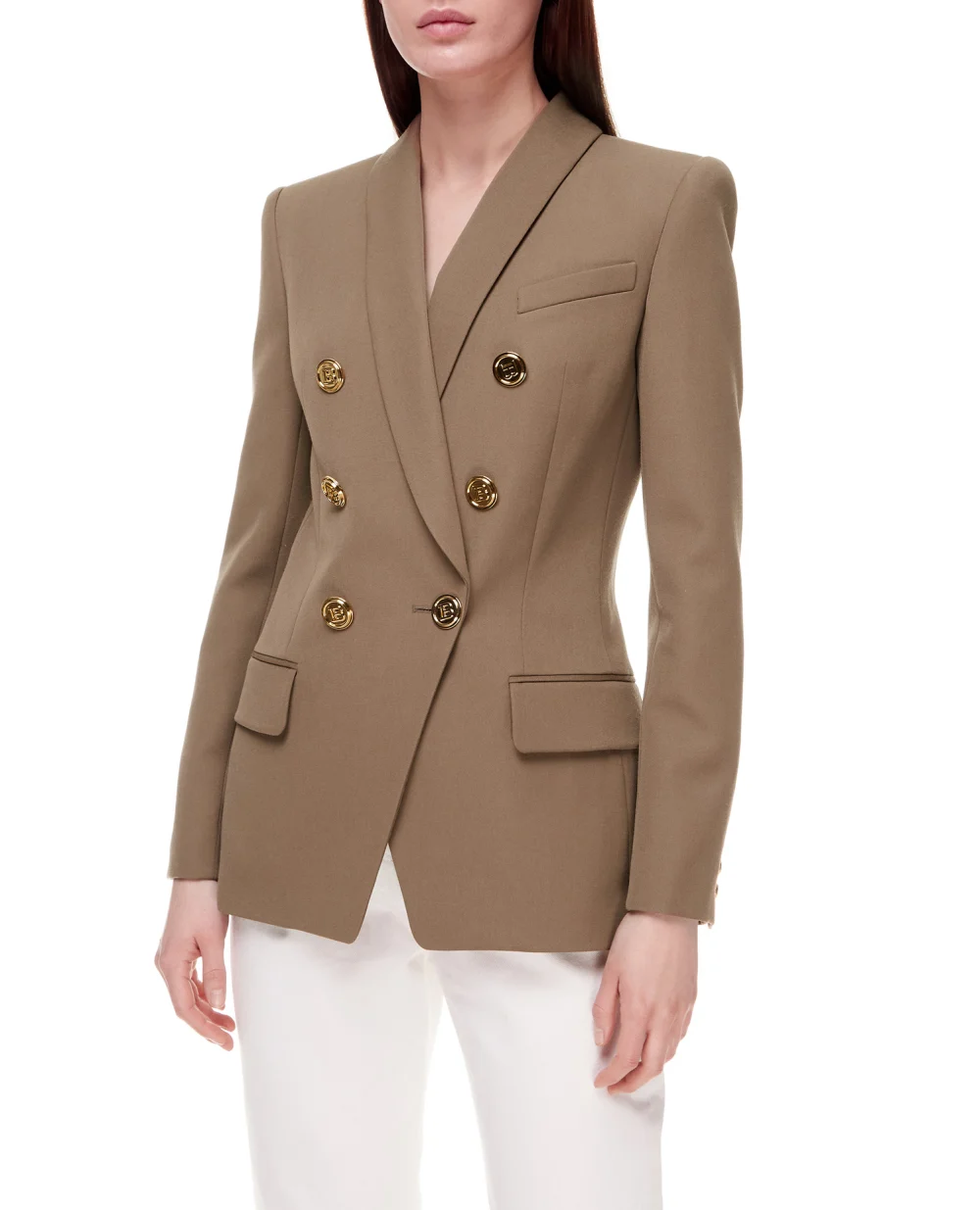 Шерстяной жакет Balmain XF1SH020WB05, бежевый цвет • Купить в интернет-магазине Kameron