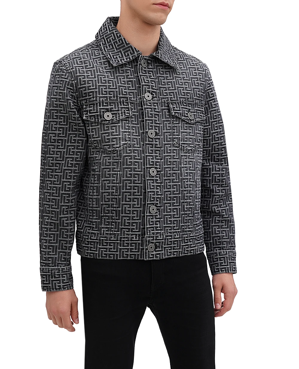 Хлопковая куртка Balmain BH1TC232DD68, темно-серый цвет • Купить в интернет-магазине Kameron
