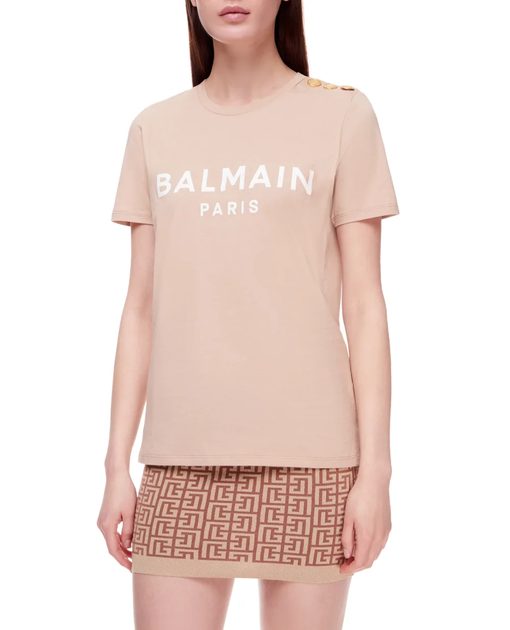Футболка Balmain XF1EF005BB02-S, бежевый цвет • Купить в интернет-магазине Kameron