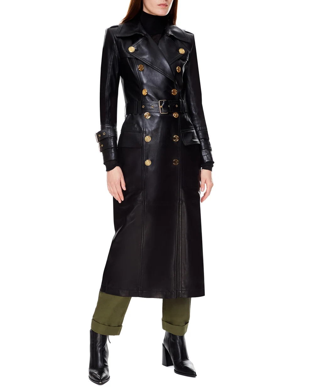 Кожаный тренч Balmain WF1TL010L158, черный цвет • Купить в интернет-магазине Kameron