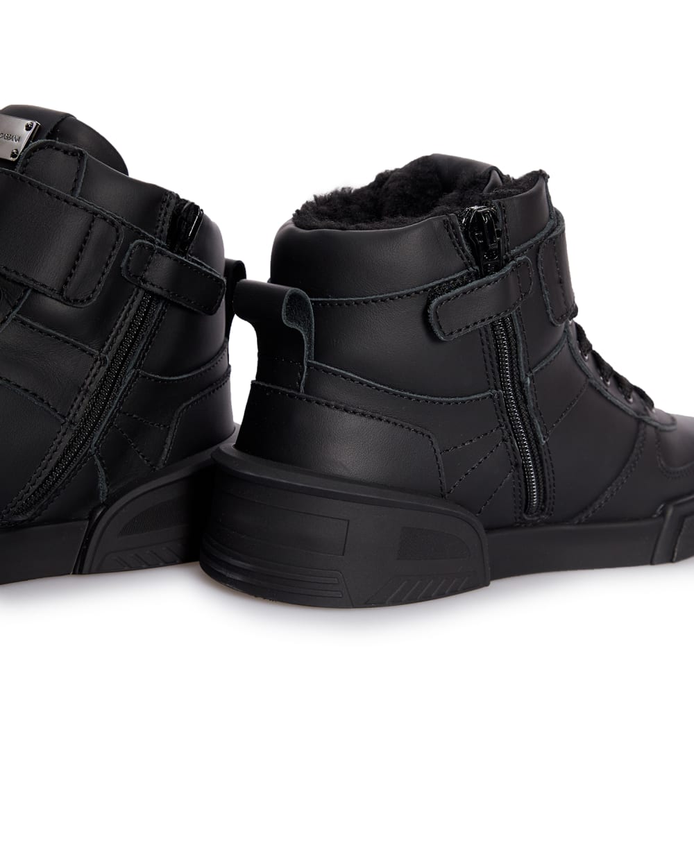 Детские кожаные хайтопы Dolce&Gabbana Kids DA5159-AM668-M, черный цвет • Купить в интернет-магазине Kameron
