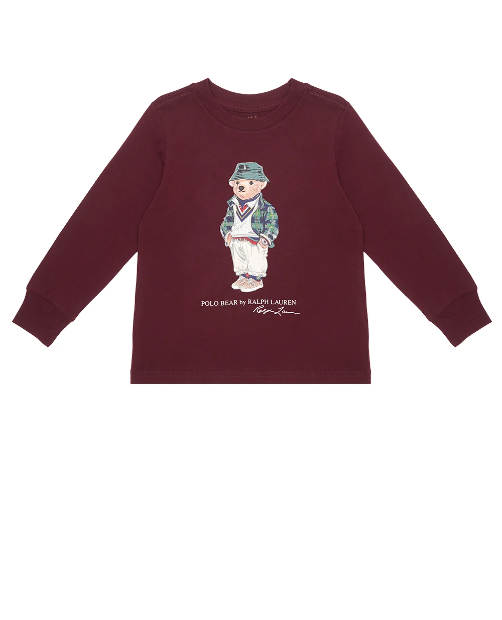 Детский трикотажный лонгслив Polo Bear Polo Ralph Lauren Kids 322883620004, бордовый цвет • Купить в интернет-магазине Kameron