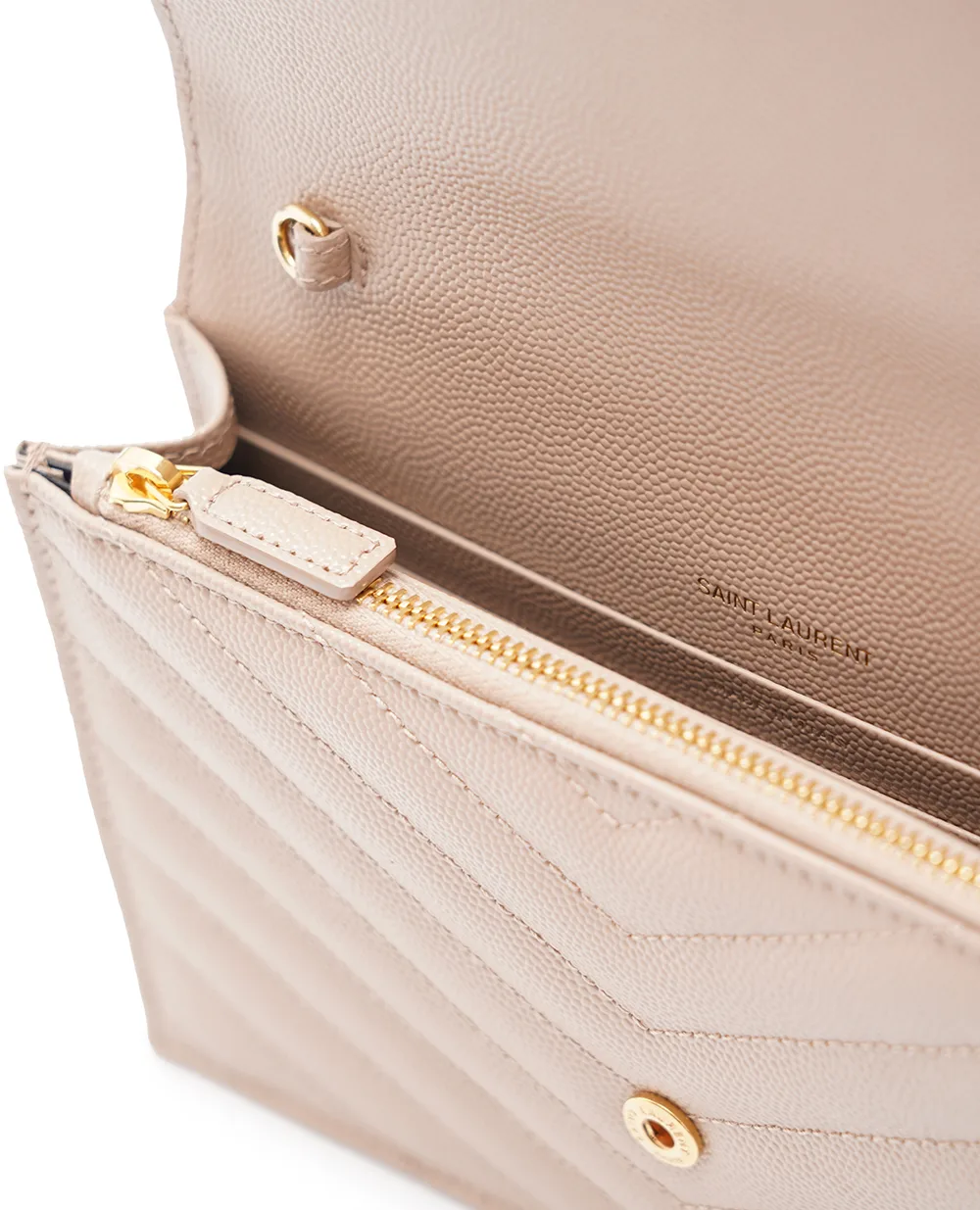 Кожаная сумка Cassandre Chain Wallet Saint Laurent 742920-BOW01, бежевый цвет • Купить в интернет-магазине Kameron
