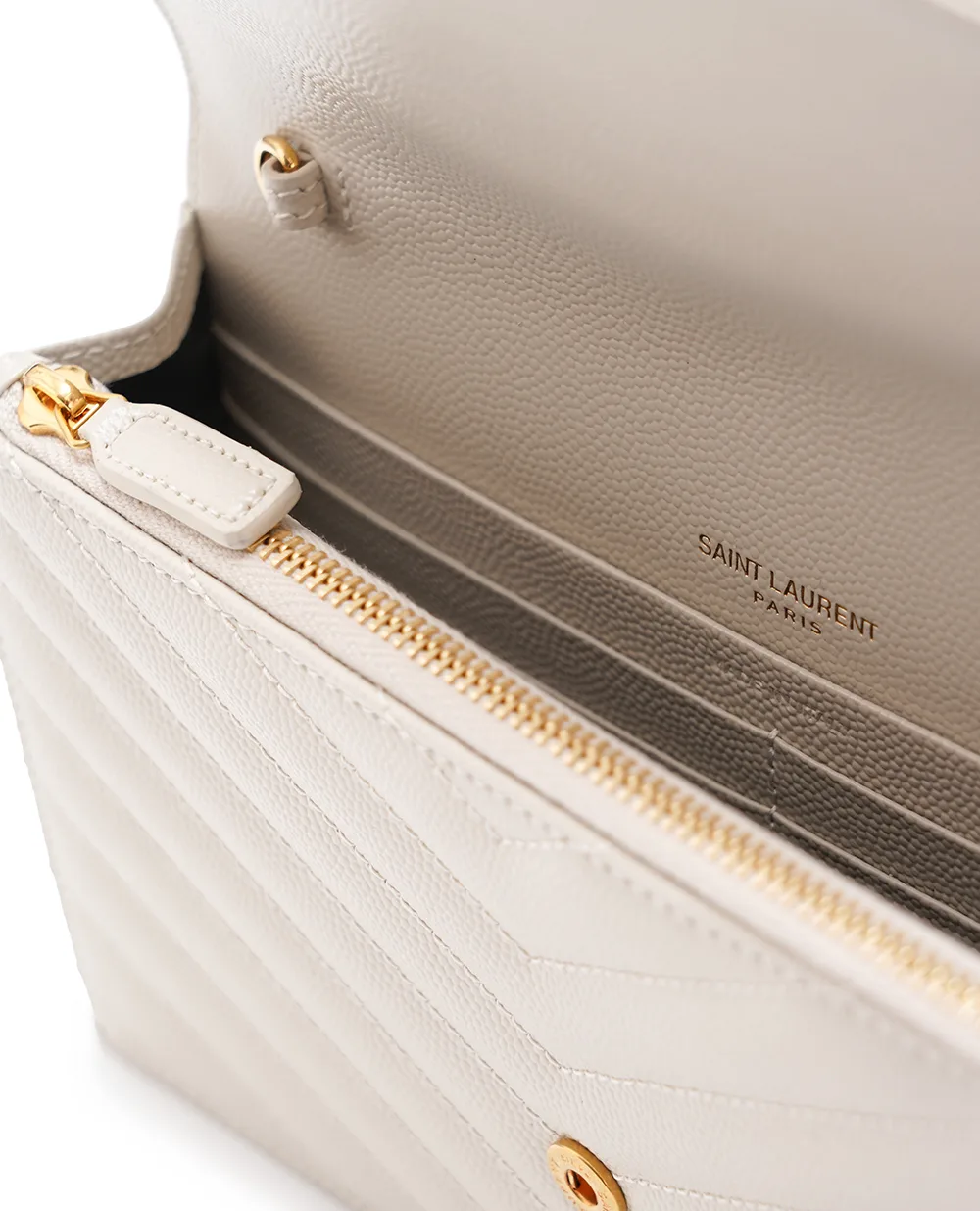 Кожаная сумка Cassandre Chain Wallet Saint Laurent 742920-BOW01, белый цвет • Купить в интернет-магазине Kameron