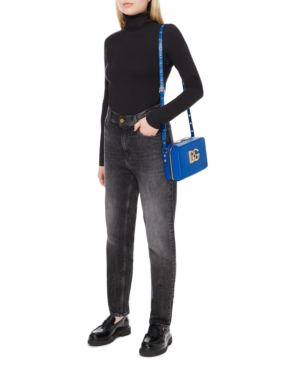 Кожаная сумка 3.5 Medium Dolce&Gabbana BB7214-AW576, синий цвет • Купить в интернет-магазине Kameron