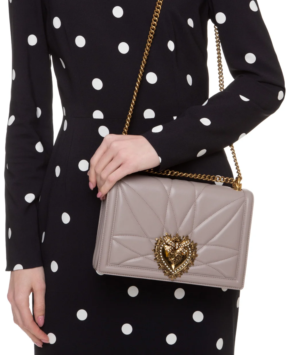 Кожаная сумка Devotion Dolce&Gabbana BB6651-AV967FW19, розовый цвет • Купить в интернет-магазине Kameron