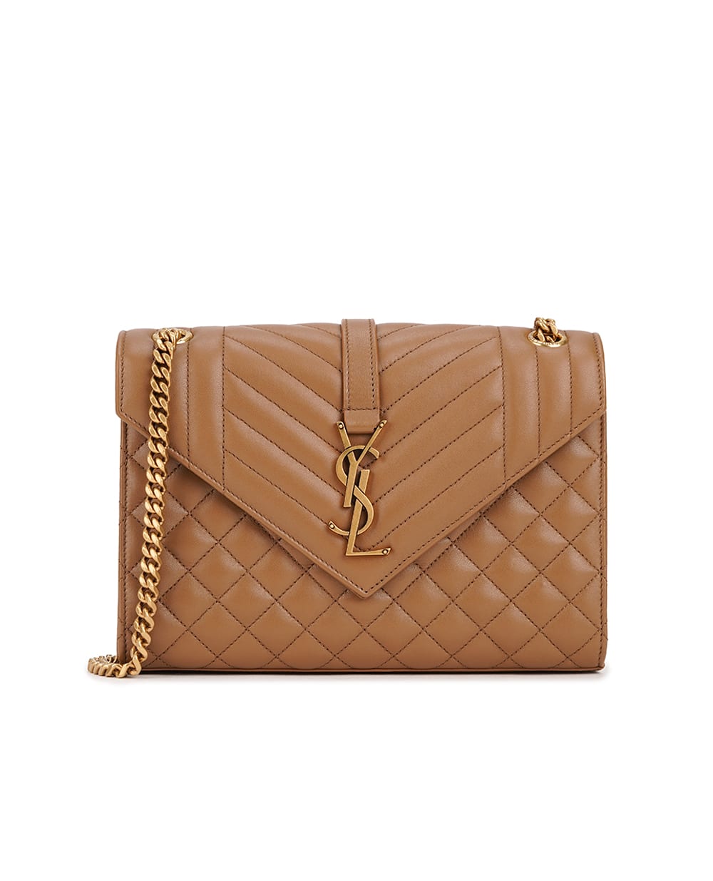 Кожаная сумка Envelope Medium Saint Laurent 600185-AACT7, коричневый цвет • Купить в интернет-магазине Kameron