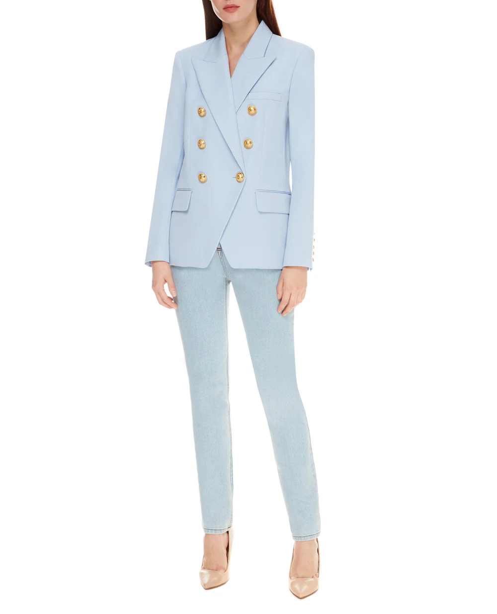 Шерстяной жакет Balmain WF1SH000167L, голубой цвет • Купить в интернет-магазине Kameron