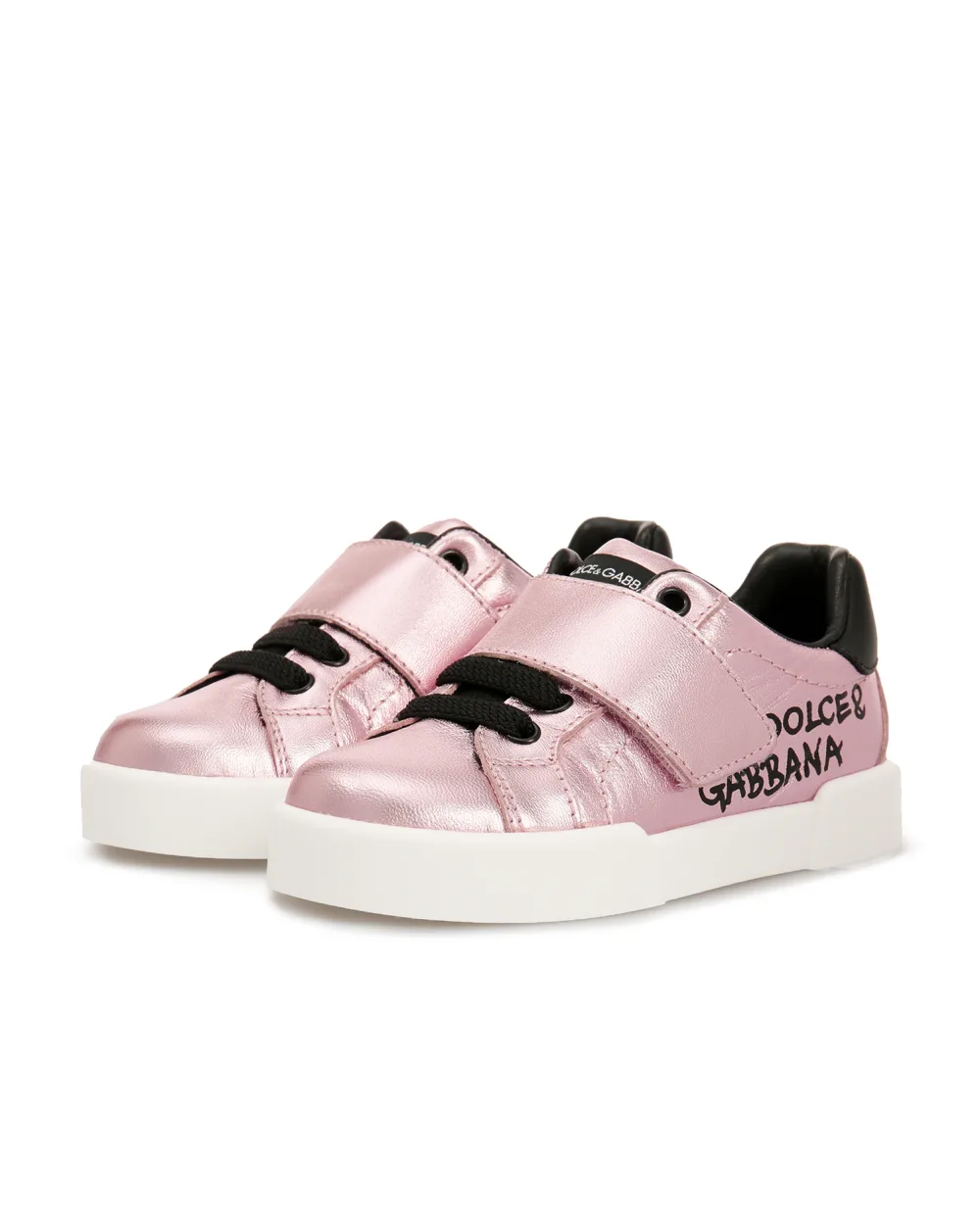 Кожаные сникеры Dolce&Gabbana Kids DN0155-AN442, розовый цвет • Купить в интернет-магазине Kameron
