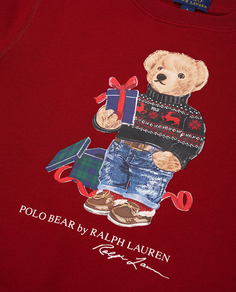 Детский свитшот хлопковый Polo Bear Polo Ralph Lauren Kids 322919722002, красный цвет • Купить в интернет-магазине Kameron