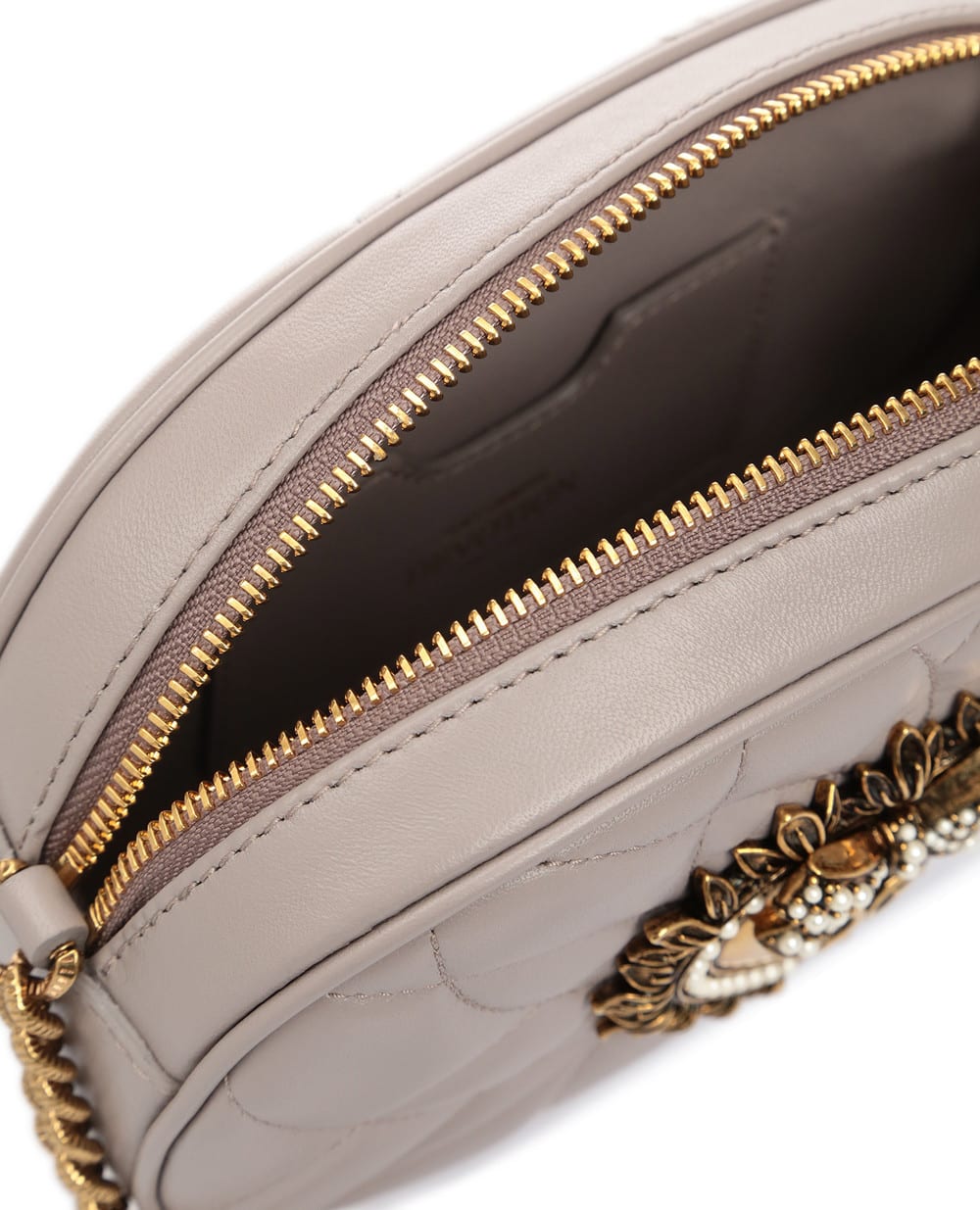 Кожаная сумка Devotion Dolce&Gabbana BB6704-AV967-S, бежевый цвет • Купить в интернет-магазине Kameron