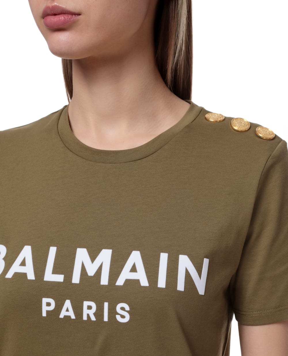Футболка Balmain VF11350B012, зеленый цвет • Купить в интернет-магазине Kameron