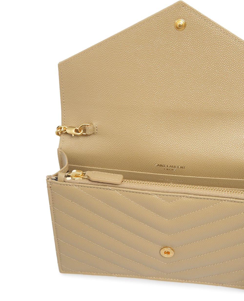 Кожаная сумка Envelope Saint Laurent 393953-BOW01-, бежевый цвет • Купить в интернет-магазине Kameron
