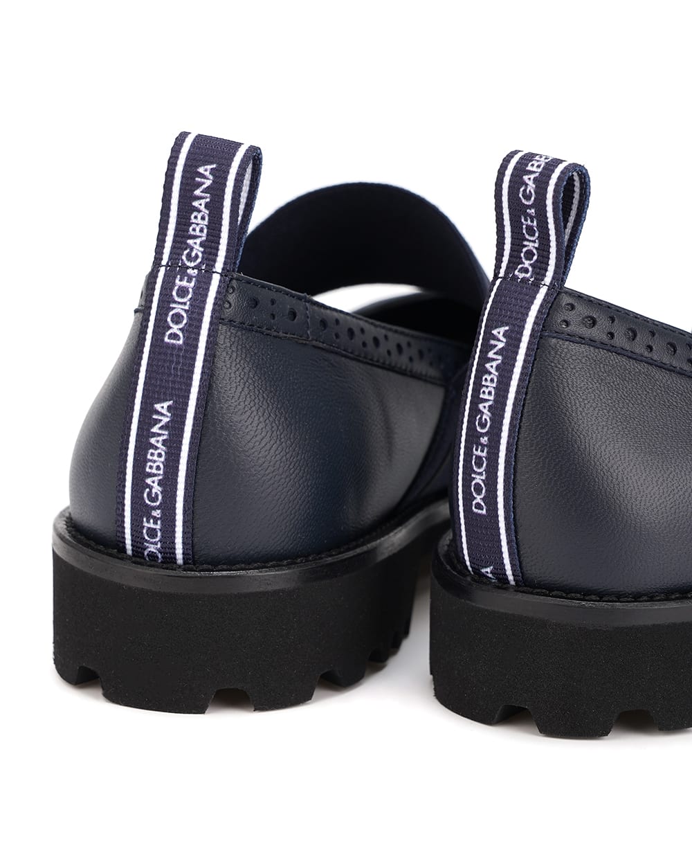 Детские кожаные туфли Dolce&Gabbana Kids D10960-AW087-M, темно-синий цвет • Купить в интернет-магазине Kameron