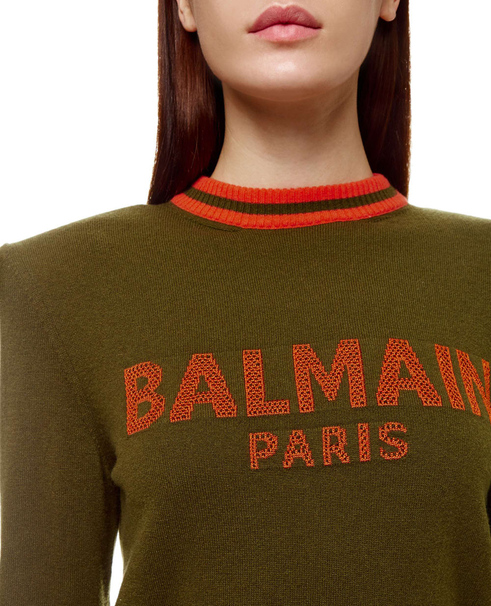 Шерстяной джемпер Balmain WF0KA000K225, зеленый цвет • Купить в интернет-магазине Kameron