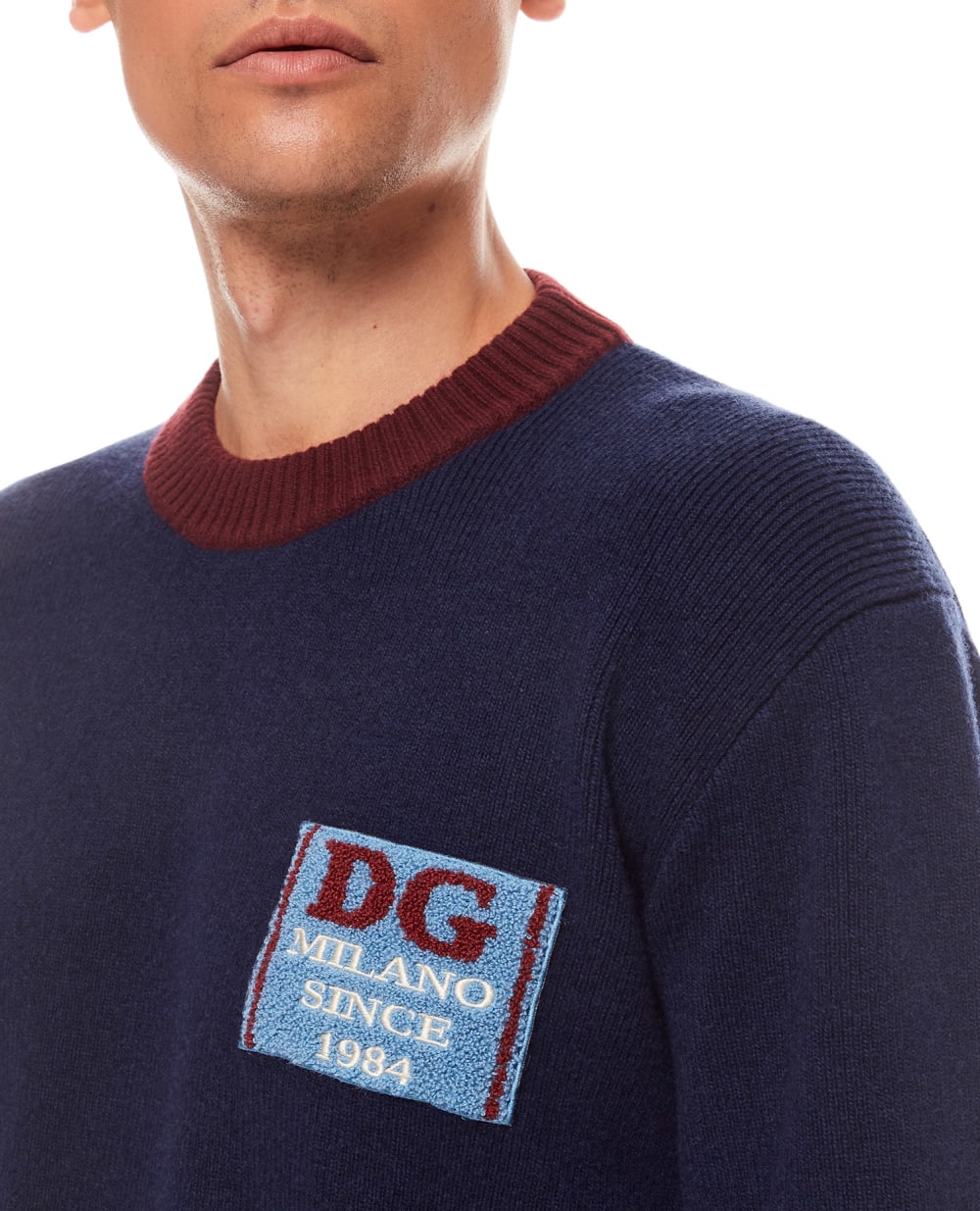 Шерстяной свитер Dolce&Gabbana GXG24Z-JBVA7, синий цвет • Купить в интернет-магазине Kameron