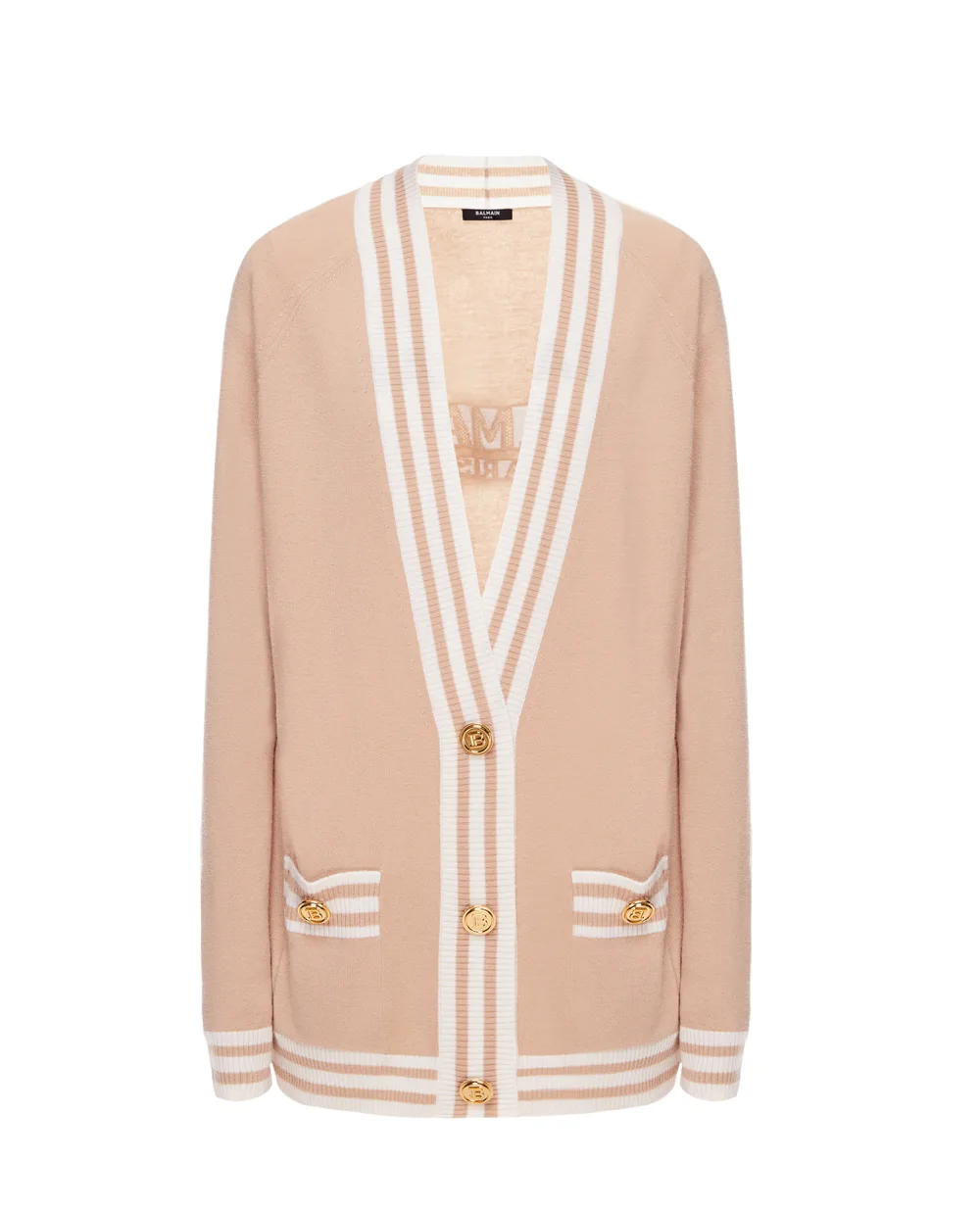 Шерстяной кардиган Balmain XF1KO000KB01, бежевый цвет • Купить в интернет-магазине Kameron