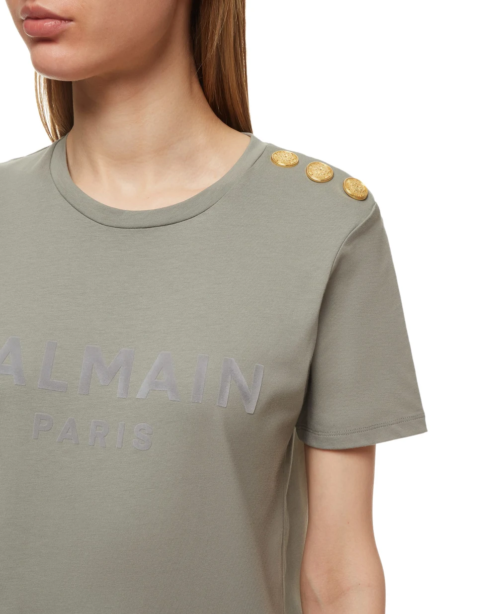 Футболка Balmain VF0EF005B044, серый/коричневый цвет • Купить в интернет-магазине Kameron