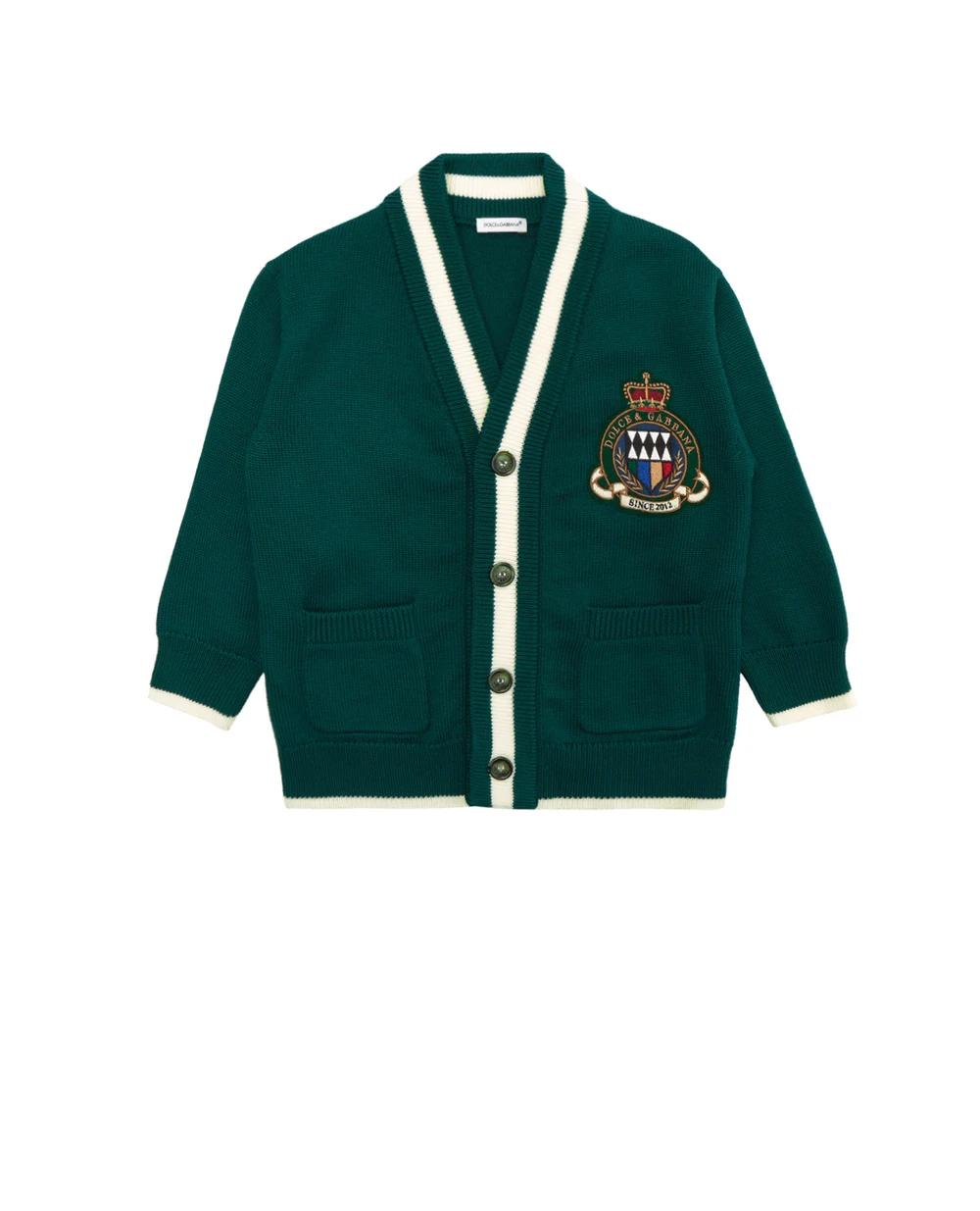Шерстяной кардиган Dolce&Gabbana Kids L4KWA3-JBVC5-B, зеленый цвет • Купить в интернет-магазине Kameron