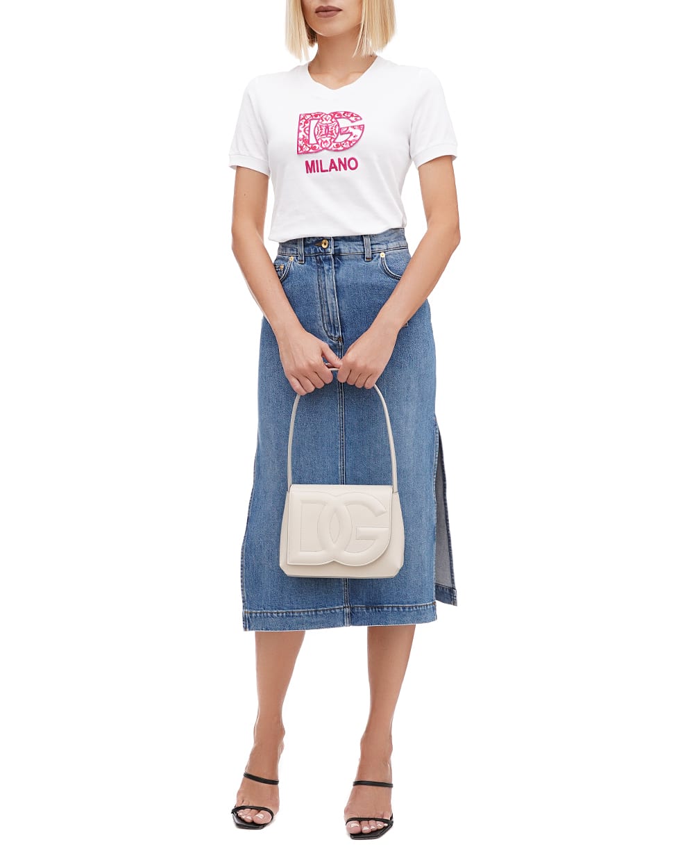 Кожаная сумка DG Logo Dolce&Gabbana BB7516-AW576, айвори цвет • Купить в интернет-магазине Kameron