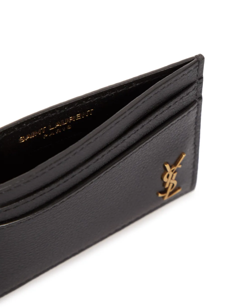Кожаная визитница Saint Laurent 635262-15B0W, черный цвет • Купить в интернет-магазине Kameron