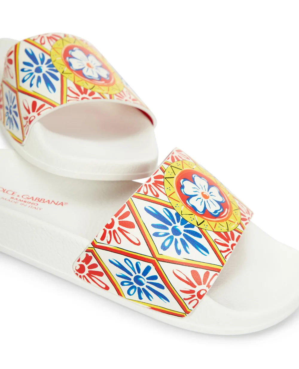 Детские кожаные слайдеры Dolce&Gabbana Kids D10705-AJ931-M, разноцветный цвет • Купить в интернет-магазине Kameron