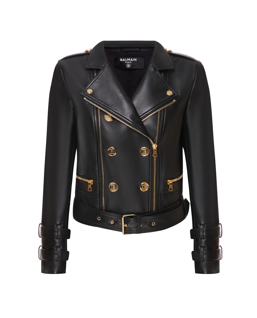 Кожаная косуха Balmain VF18248L062, черный цвет • Купить в интернет-магазине Kameron