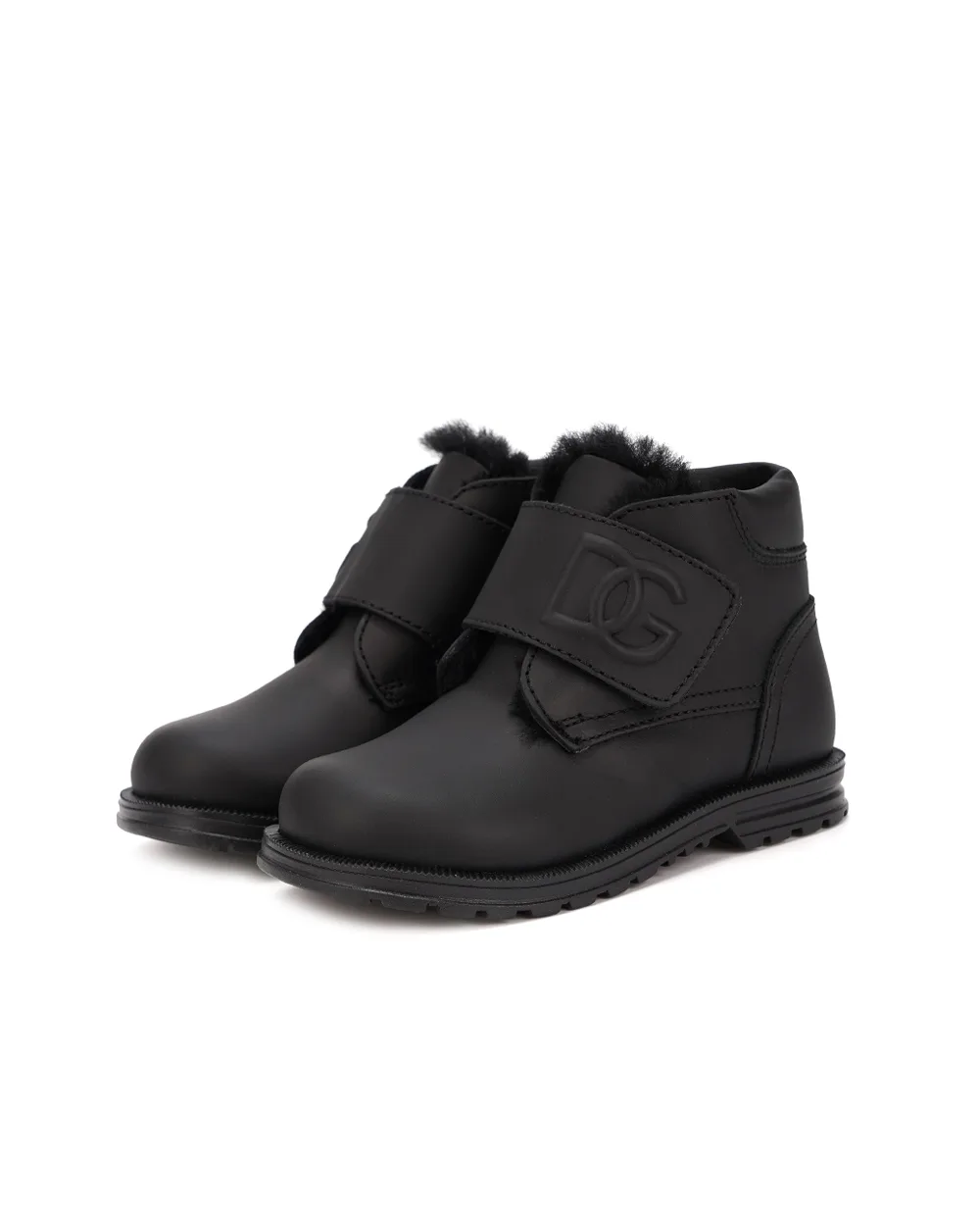 Дитячі шкіряні черевики Dolce&Gabbana Kids DL0080-A5660, чорний колір • Купити в інтернет-магазині Kameron