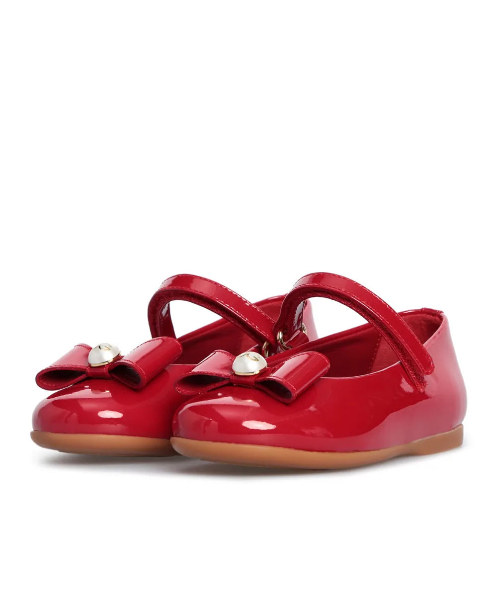 Детские кожаные балетки Dolce&Gabbana Kids D20068-A1328, красный цвет • Купить в интернет-магазине Kameron