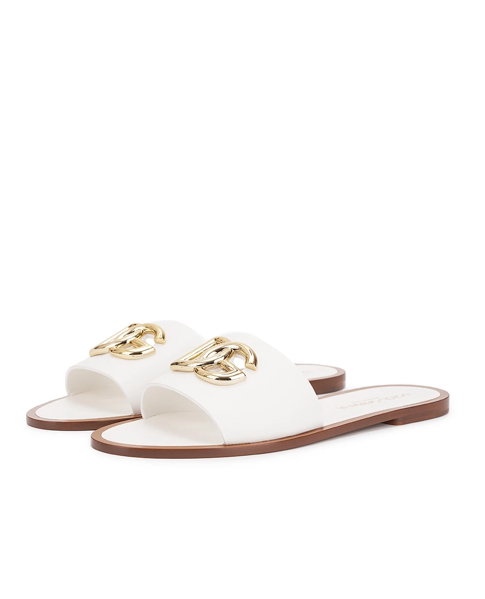 Кожаные мюли Dolce&Gabbana CQ0619-AW576, белый цвет • Купить в интернет-магазине Kameron