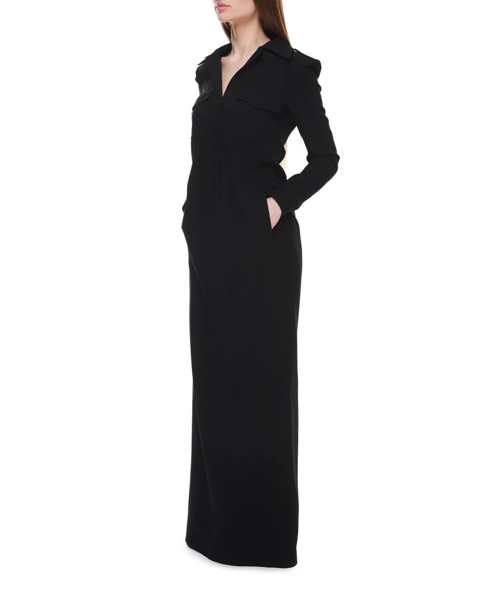 Шерстяное платье Saint Laurent 703906-Y024K, черный цвет • Купить в интернет-магазине Kameron
