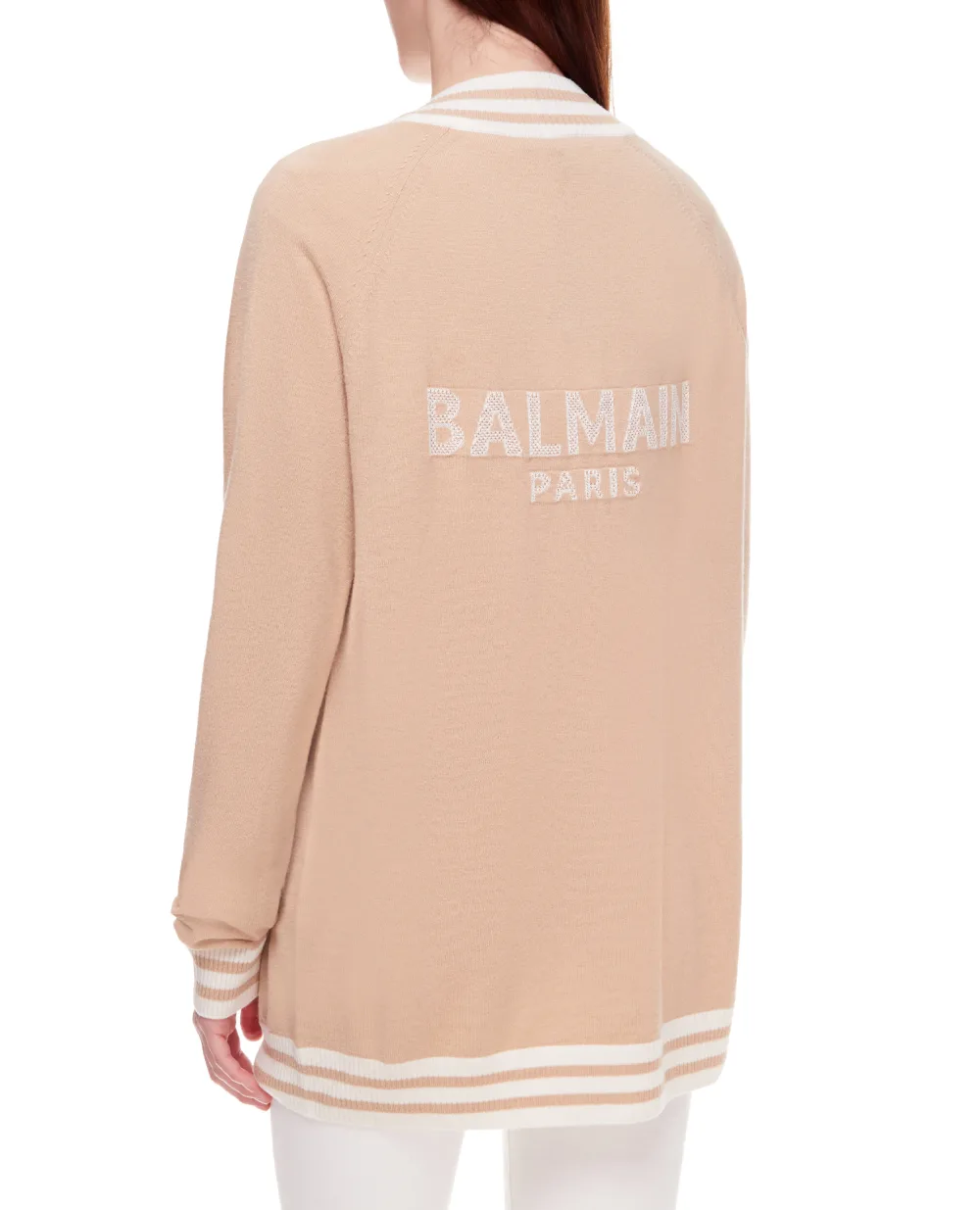 Шерстяной кардиган Balmain XF1KO000KB01, бежевый цвет • Купить в интернет-магазине Kameron