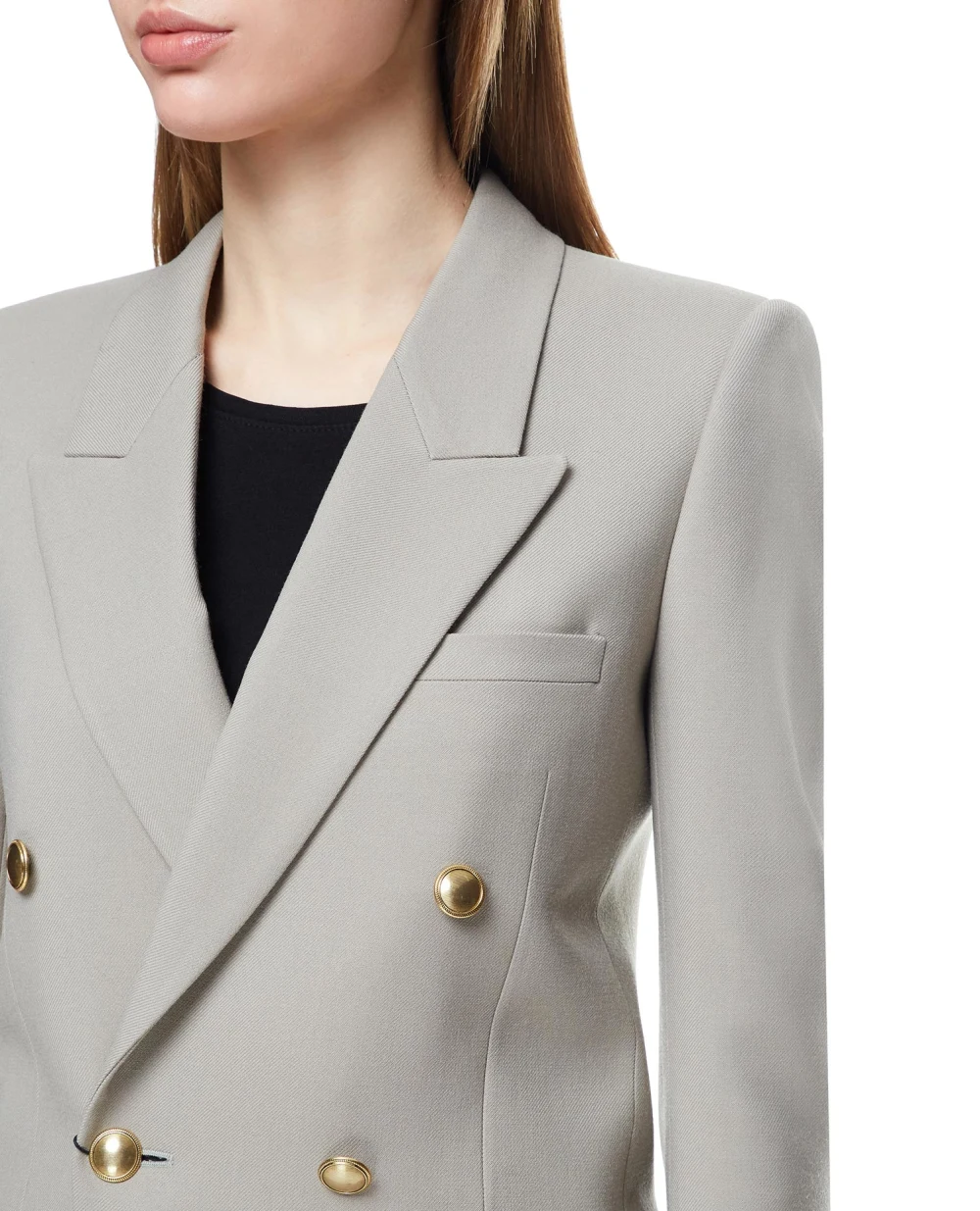 Шерстяной жакет Saint Laurent 648754-Y7B73, серый цвет • Купить в интернет-магазине Kameron