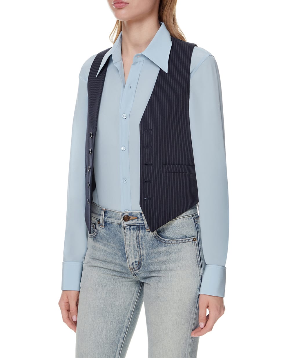 Шерстяной жилет Saint Laurent 661352-Y3D43, синий цвет • Купить в интернет-магазине Kameron