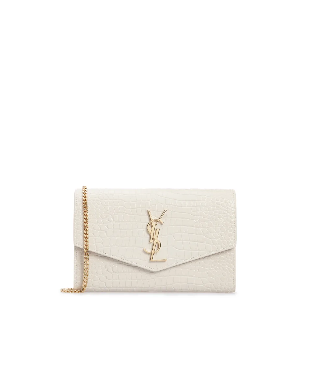 Кожаный клатч Uptown Saint Laurent 607788-DND1J, бежевый цвет • Купить в интернет-магазине Kameron