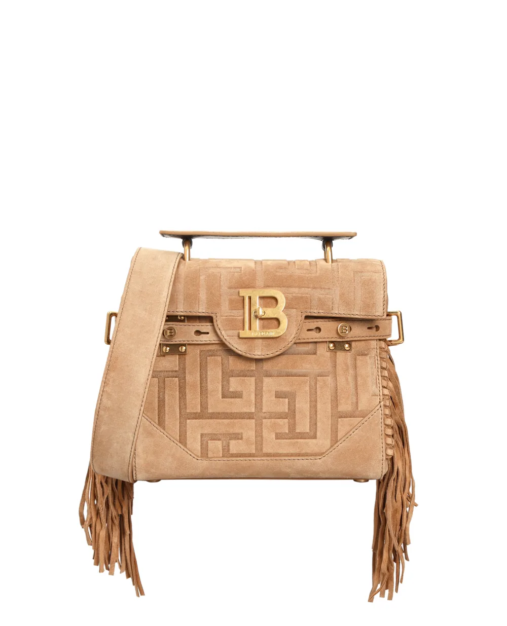 Замшевая сумка B-Buzz 23  Balmain XN1DB534LDCR, бежевый цвет • Купить в интернет-магазине Kameron
