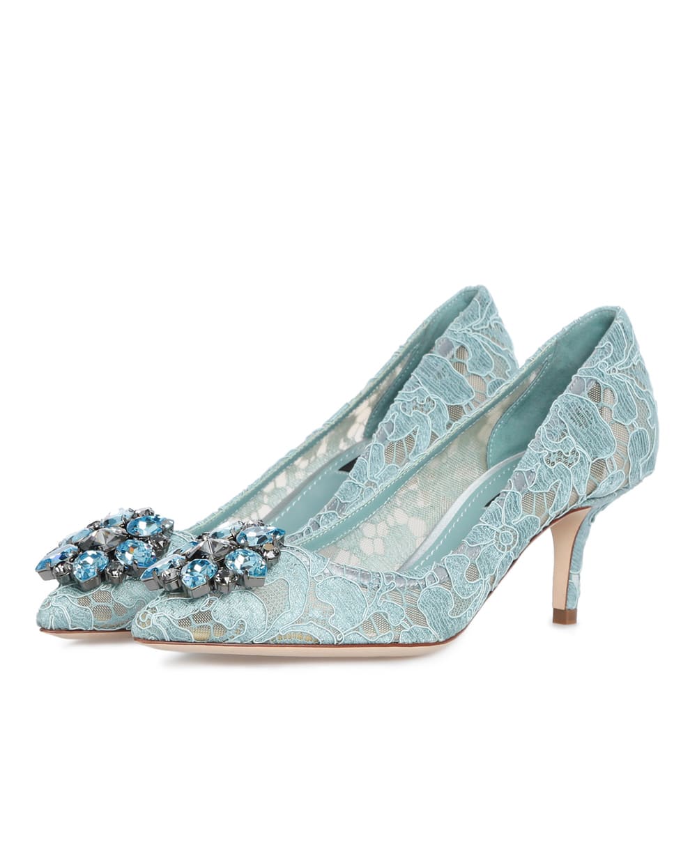Кружевные лодочки Rainbow Lace Dolce&Gabbana CD0066-AL198, бирюзовый цвет • Купить в интернет-магазине Kameron