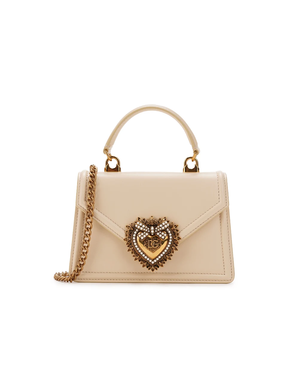 Кожаная сумка Devotion Small Dolce&Gabbana BB6711-AV893, айвори цвет • Купить в интернет-магазине Kameron