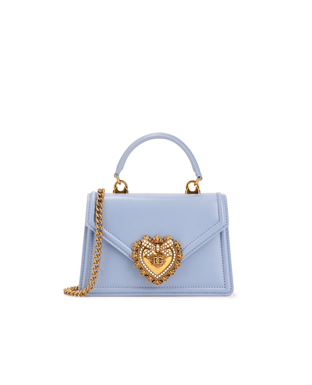 Кожаная сумка Devotion Small Dolce&Gabbana BB6711-AV893, голубой цвет • Купить в интернет-магазине Kameron