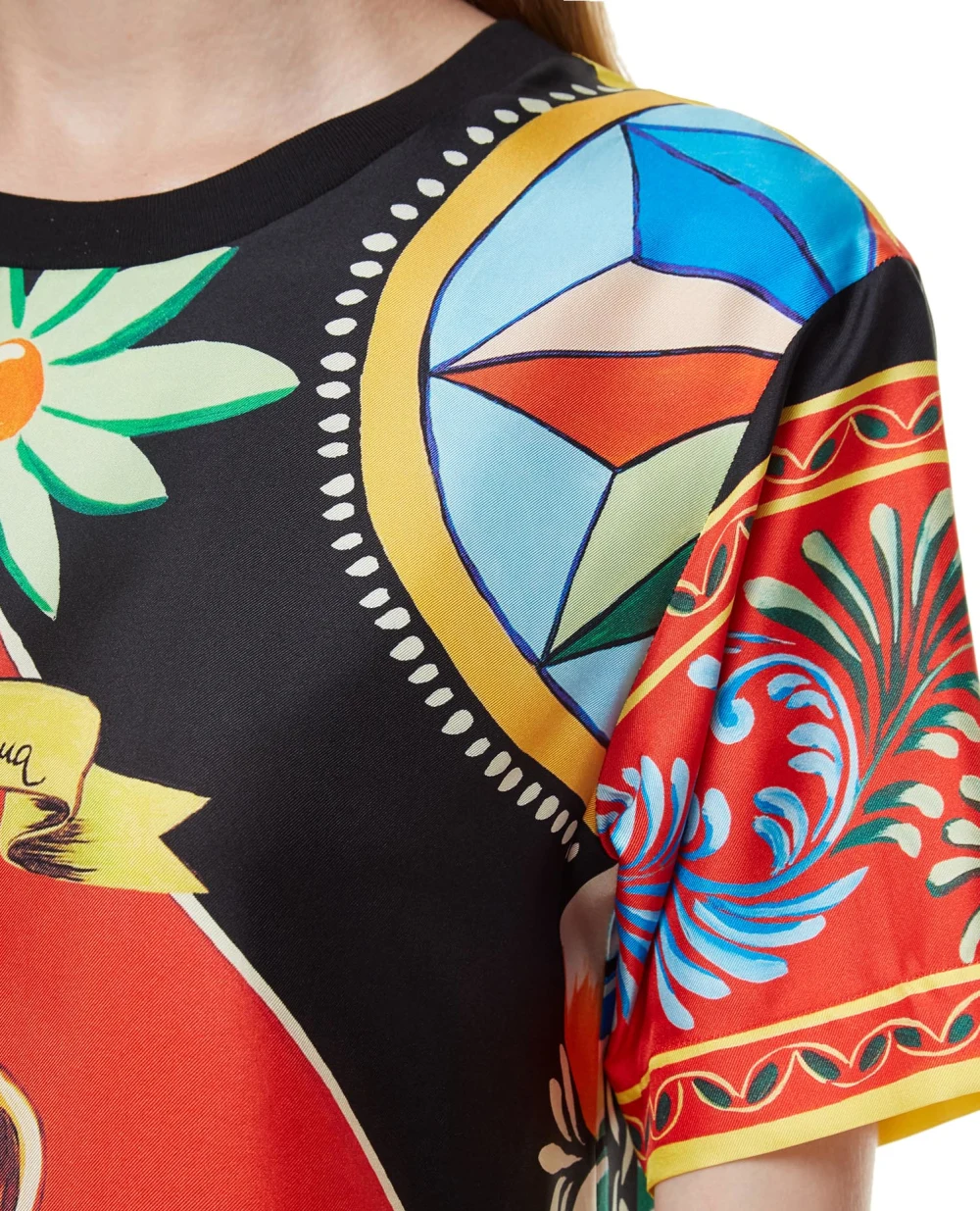 Шелковая футболка Dolce&Gabbana F74A9T-FI1MJ, разноцветный цвет • Купить в интернет-магазине Kameron